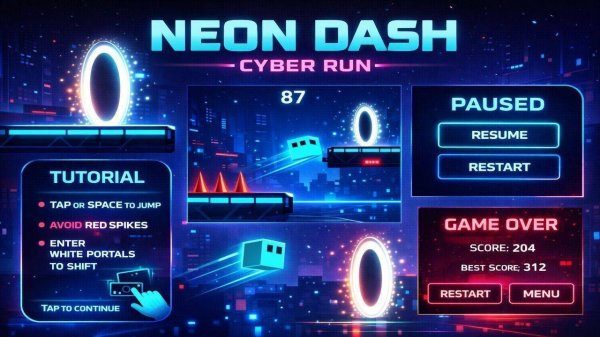 Neon Dash: Cyber Run - Endless Runner Online Game